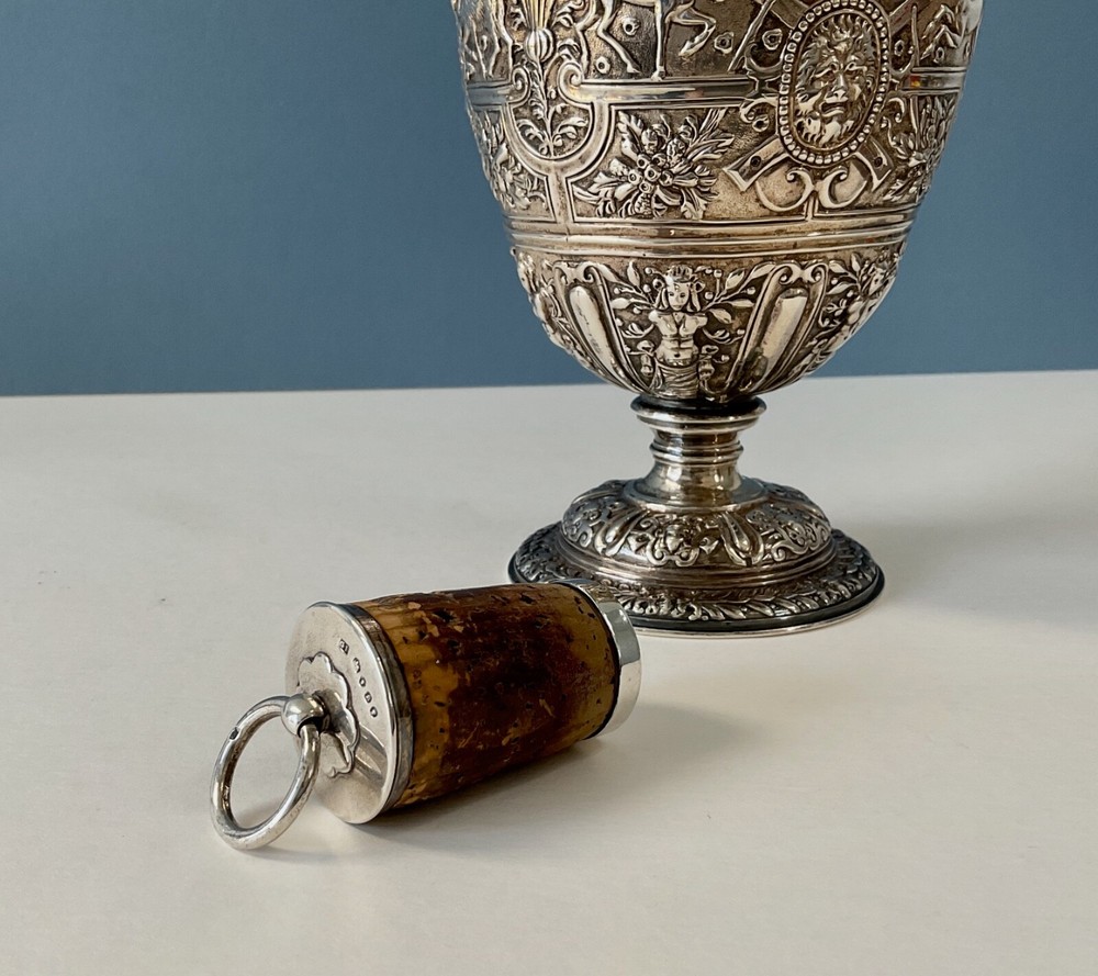 Antique Solid Silver Cellini Ewer Victorian