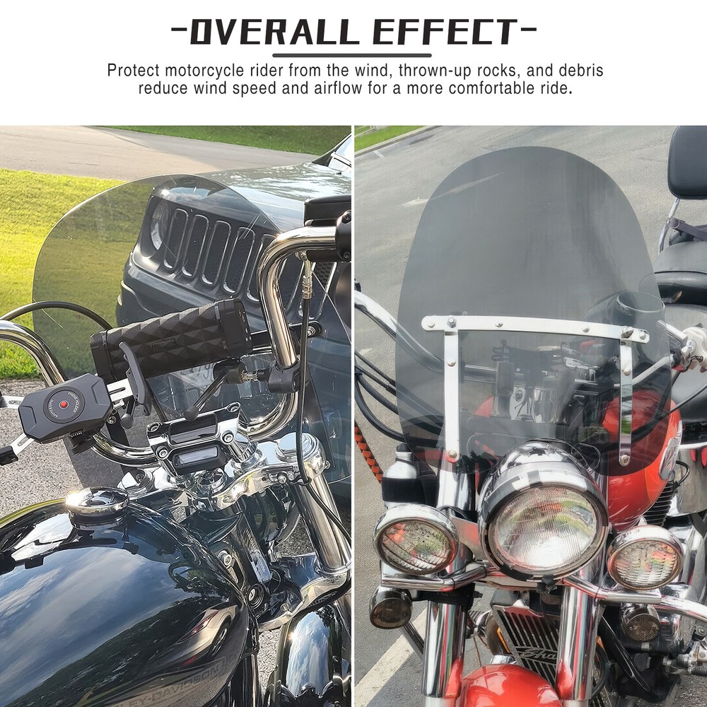 For Harley Softail Standard FXST 7/8" 1" Handlebar Smoke Windshield Windscreen