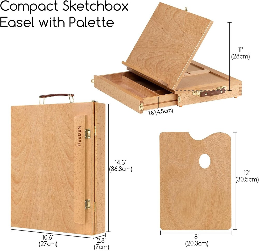 Table Sketch Box Easel -Portable Solid Beech Tabletop Wood Easel Drawing &