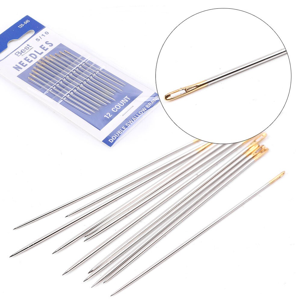 12pcs Steel Stitching Needles Canvas Sewing Leather Patch Craft Replacement