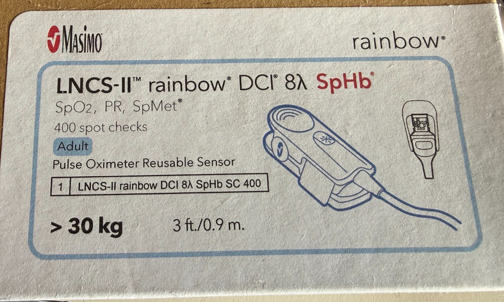 One Masimo LNCS -II  8a SpMet  400 Test SpHB  SpO2 Sensor - REF 4059