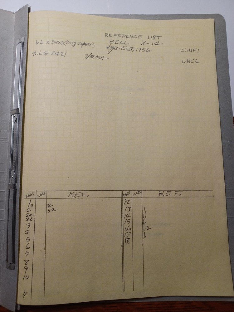 Lockheed Aircraft Bell X 14 Handwritten Informational Folder JRR47