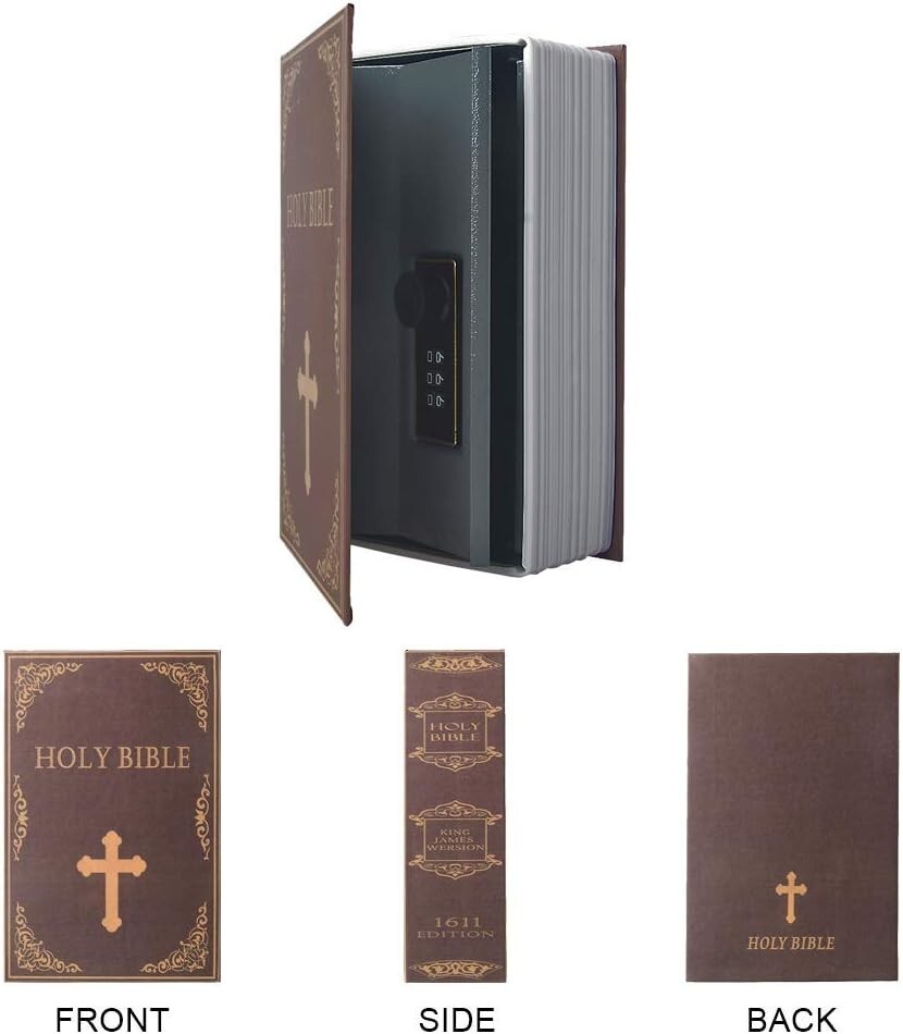 Small Sized Diversion Book Safe Storage Box Security Combination Lock/Key Bible