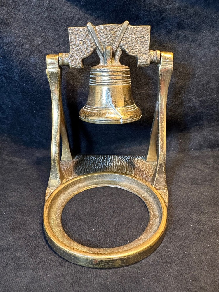 Vintage Solid Brass Liberty Bell Ashtray Holder