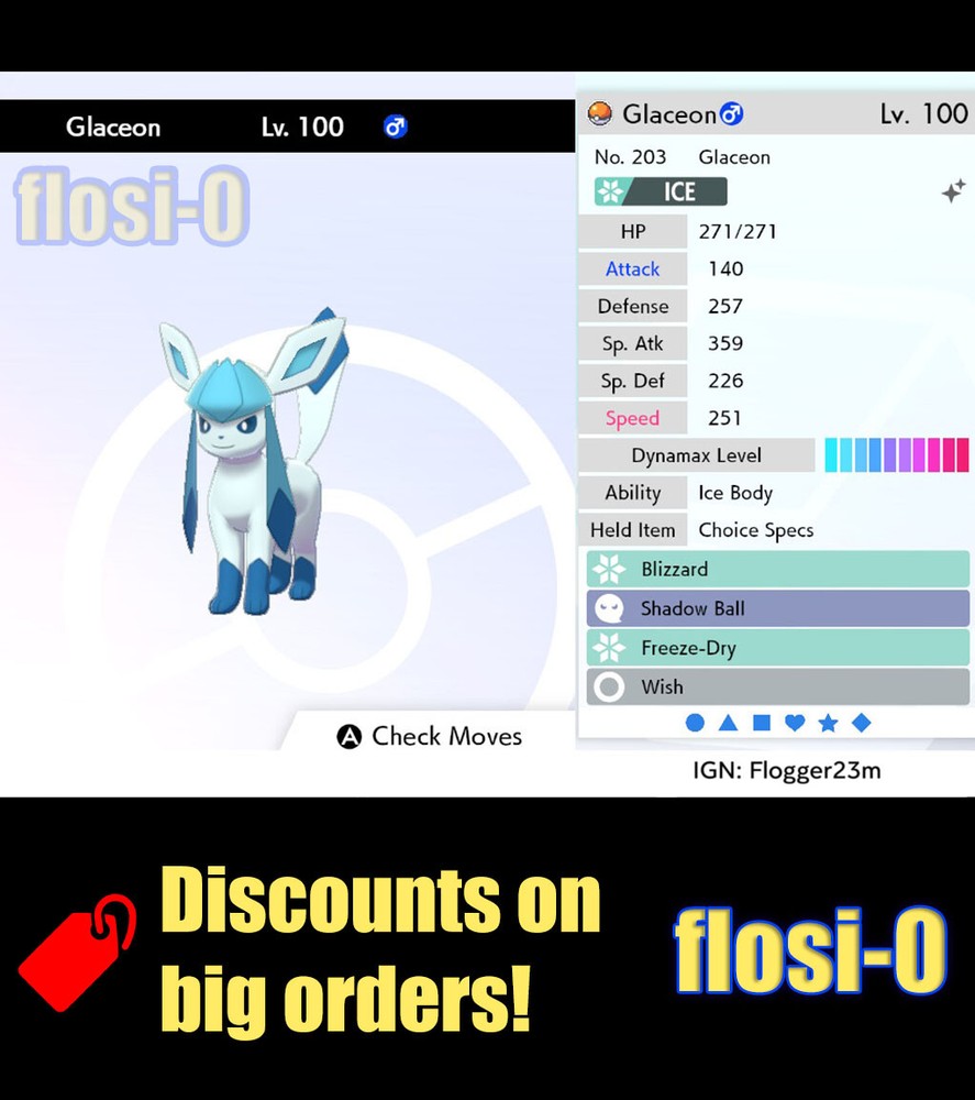 Pokemon Sword and Shield 6IV Shiny Glaceon