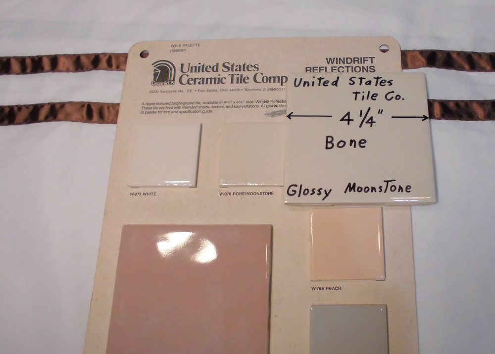 1 pc. Gloss Bone: 4-1/4" Ceramic Tile New Stock: Bumpy-Ripple Textured Surface