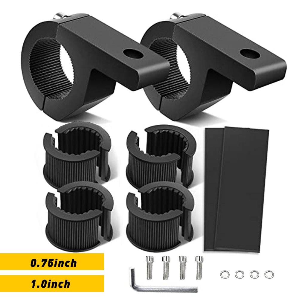 2pc Horizontal 0.75/1/1.25" ATV UTV Off-Road Light Bar Clamp Mount Bracket Kit E