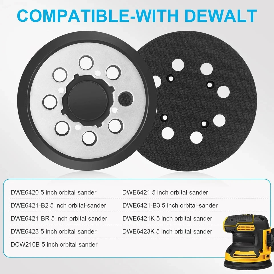 4 Orbital-Sander Sanding Replacement Pad 5" 8 Hole Hook Loop fits Dewalt DWE6421