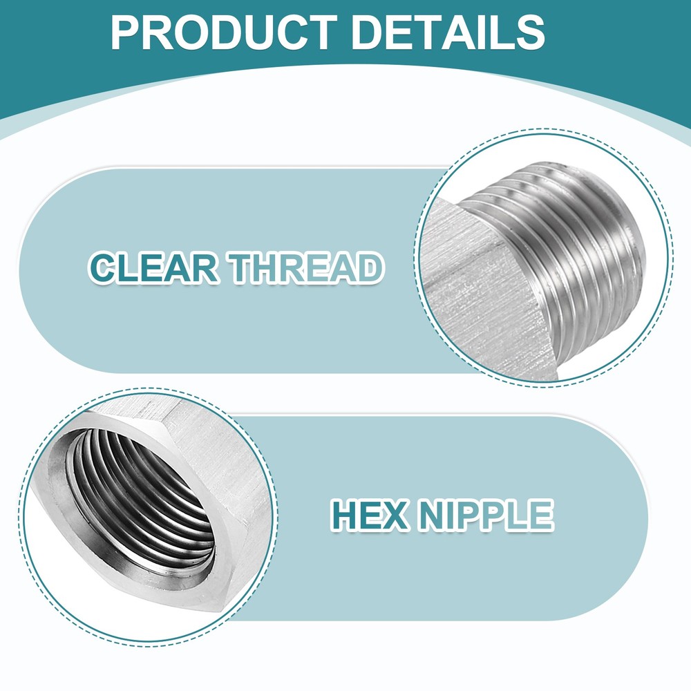 Pipe Fitting Reducing Adapter 1/2" NPT x G1/2" Reducer Connectors Silver