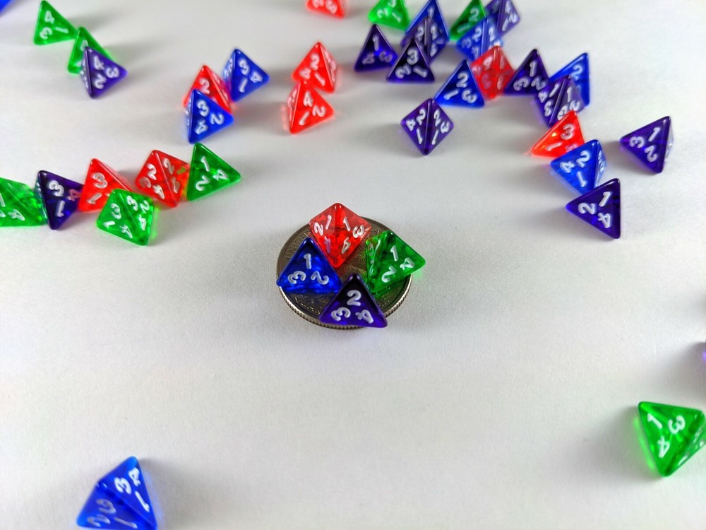 Bulk Miniature D4 dice 10 mm | Smallest commercially Available | 24 pack