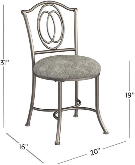 Emerson Metal Vanity Stool Silver 51053A