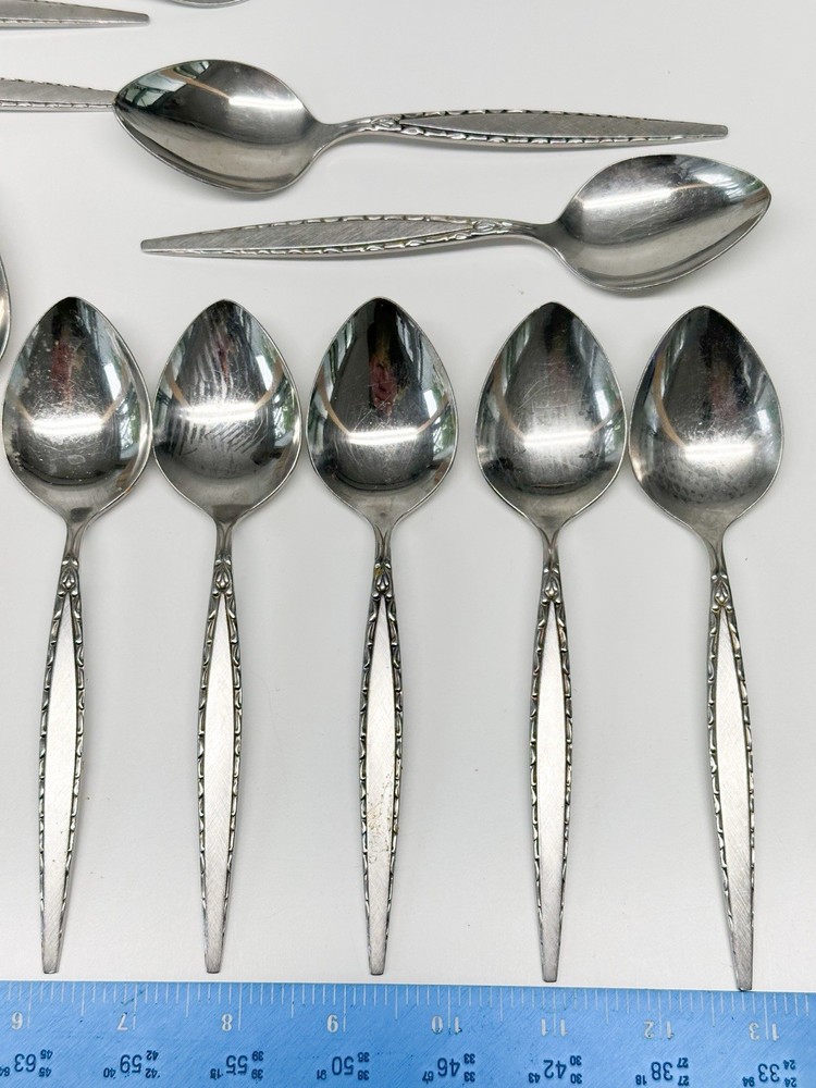 (13) Oneida Community VENETIA Stainless Flatware Mid Century Modern Set Serving