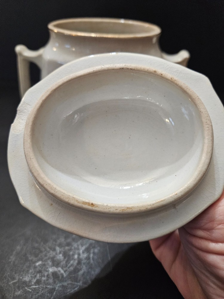Ironstone crazed bisquit jar