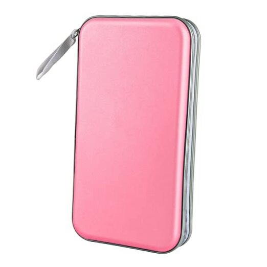 CD Case holder, 80 Capacity CD/DVD Case Holders Wallet Hard Plastic Light Pink