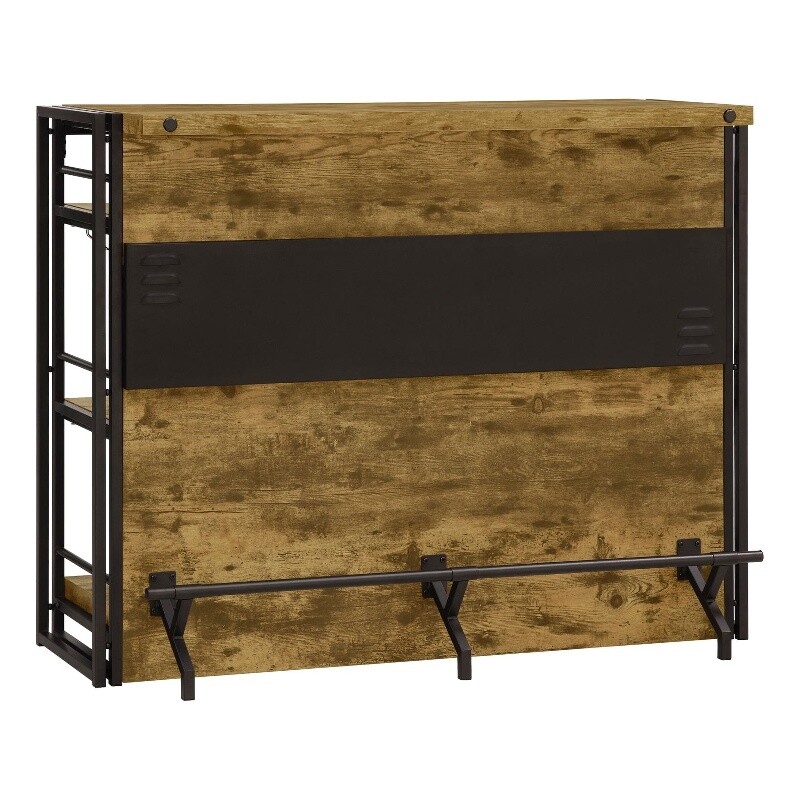 Coaster Farmhouse Wood Bar Unit with Stemware Rack in Nutmeg