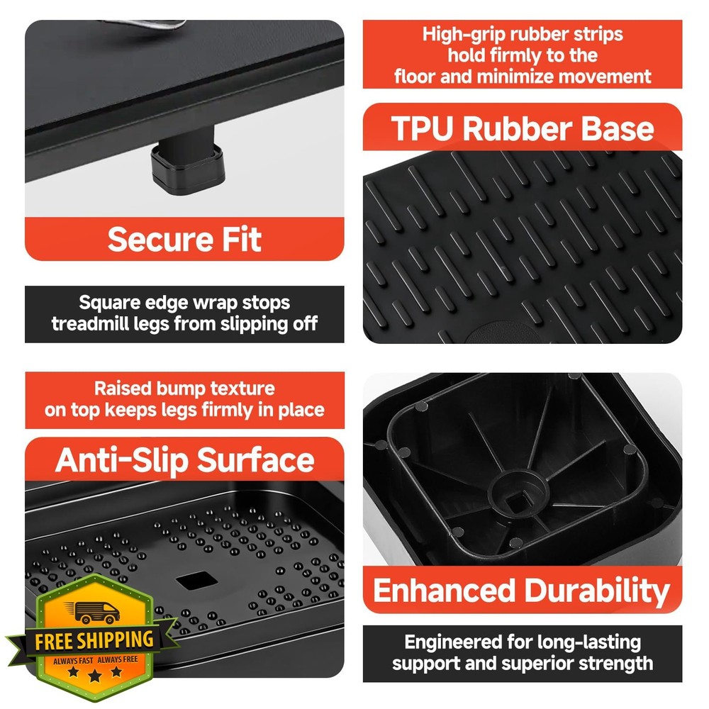 4-Pack Treadmill Incline Riser Blocks Adjustable Height