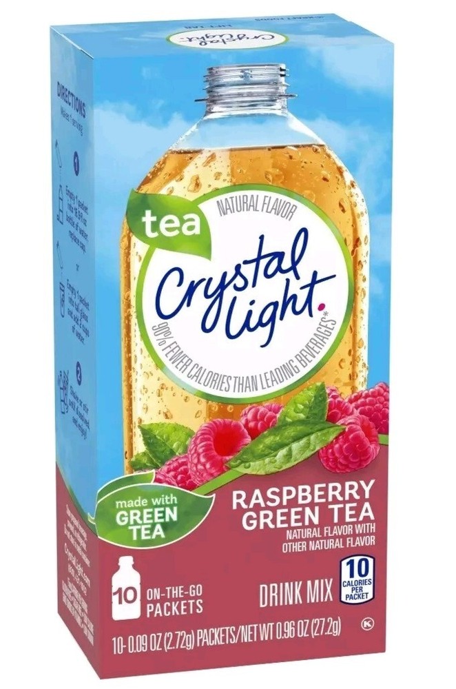 6 Pack Crystal Light On-the-Go Raspberry Green Tea Drink Mix 60 Packets