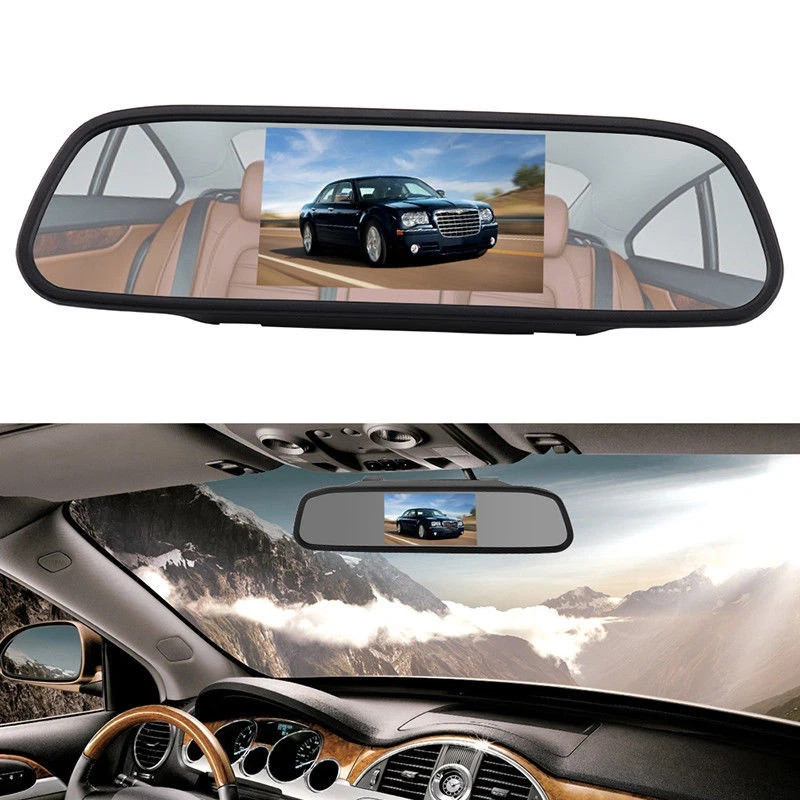 4.3" Backup Camera Mirror Car Rear View Reverse Night Vision Parking System Kit