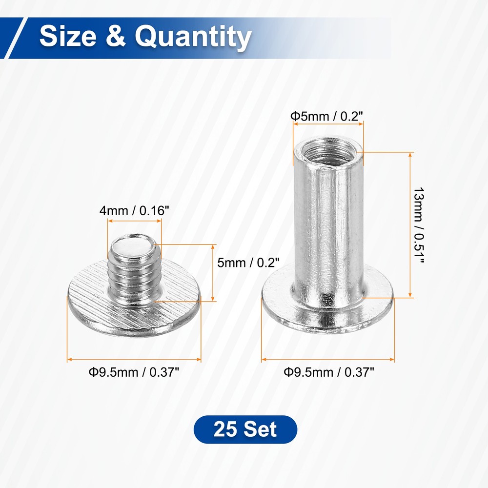 25set Phillips Chicago Screw M5x13mm Binding Post Screw, White