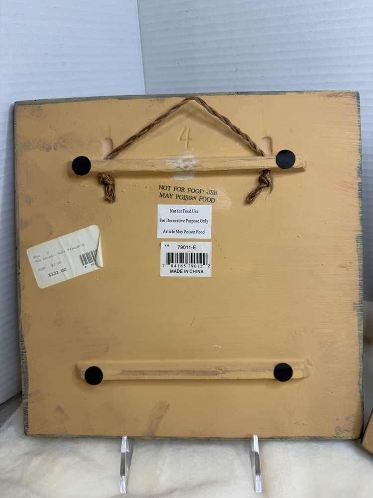 Two Handmade Ceramic Wall Hanging Tiles