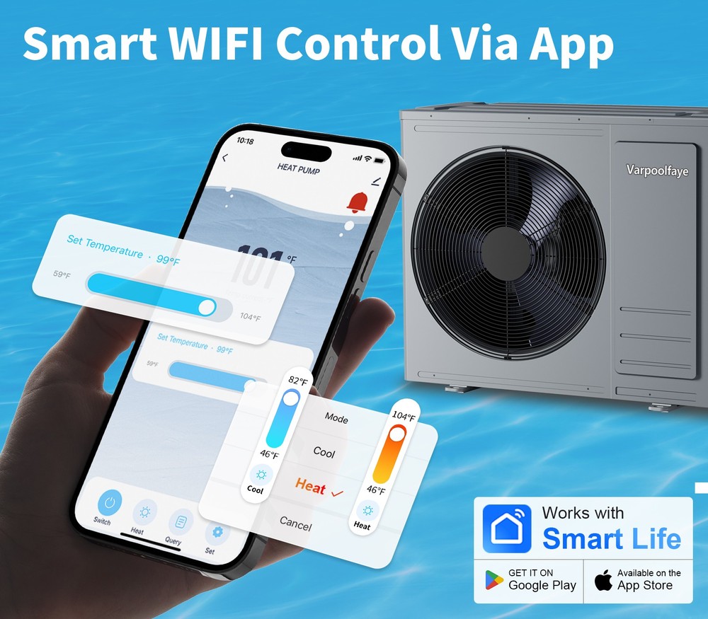 240V Pool Heater Heat Pump Inground Pool Water Heater Above Ground 35100BTU