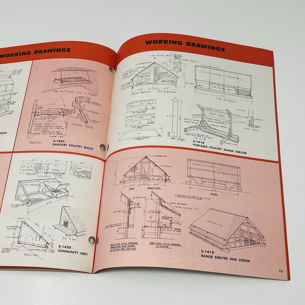 1960 Poultry Brooder Range Laying Shed Barn House Equipment Plans Blueprints