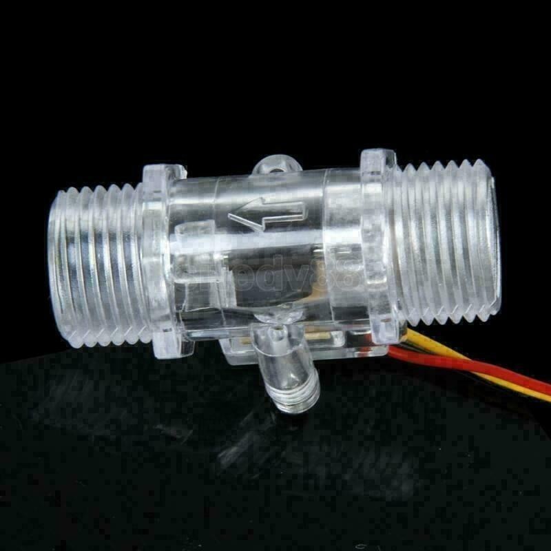 Clear G1/2" Water Flow Hall Sensor Switch Flow Meter Flowmeter Counter 1-30L/min