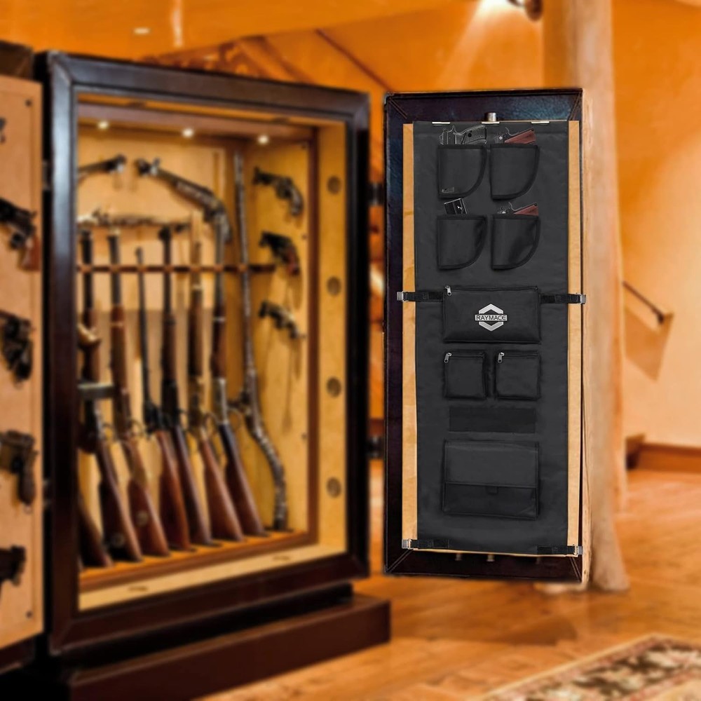 Gun Safe Door Panel Organizer Adjustable w Pistols holsters Documents Storage
