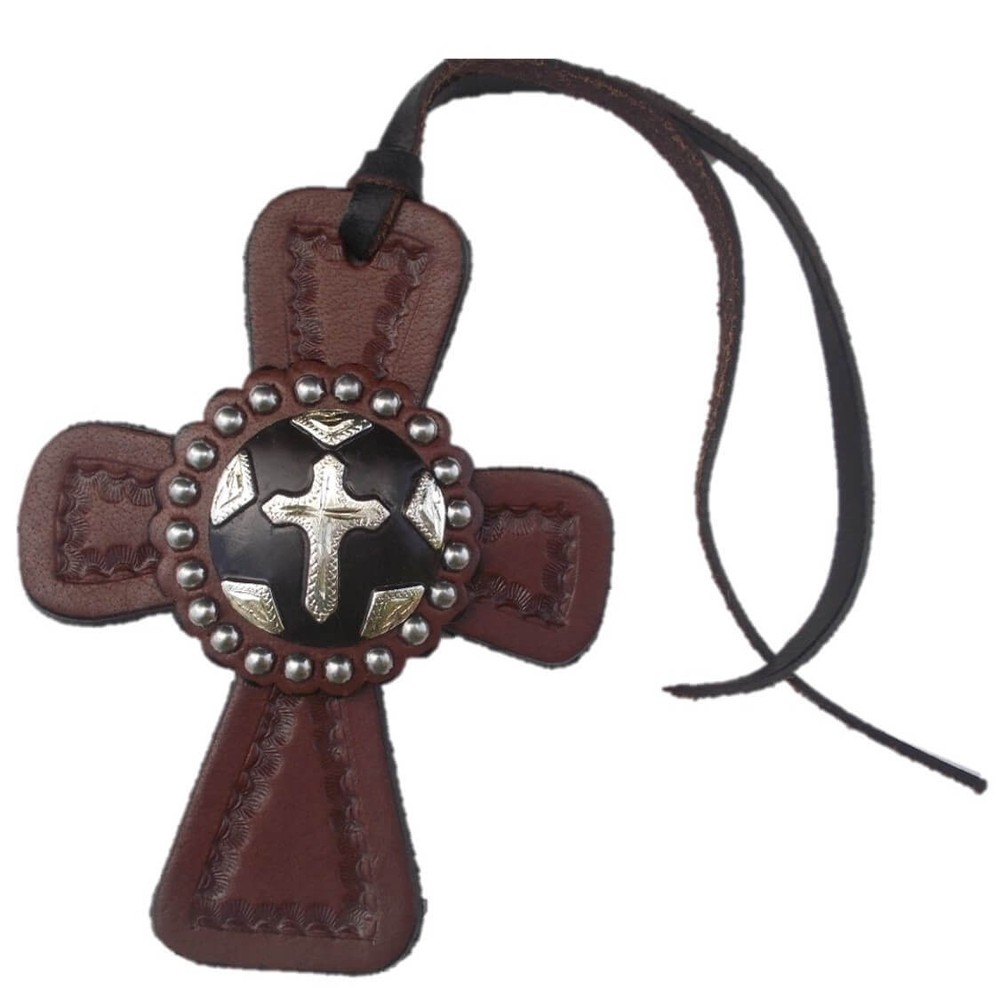 Medium Oil Leather Crosses with Tooling and different Conchos