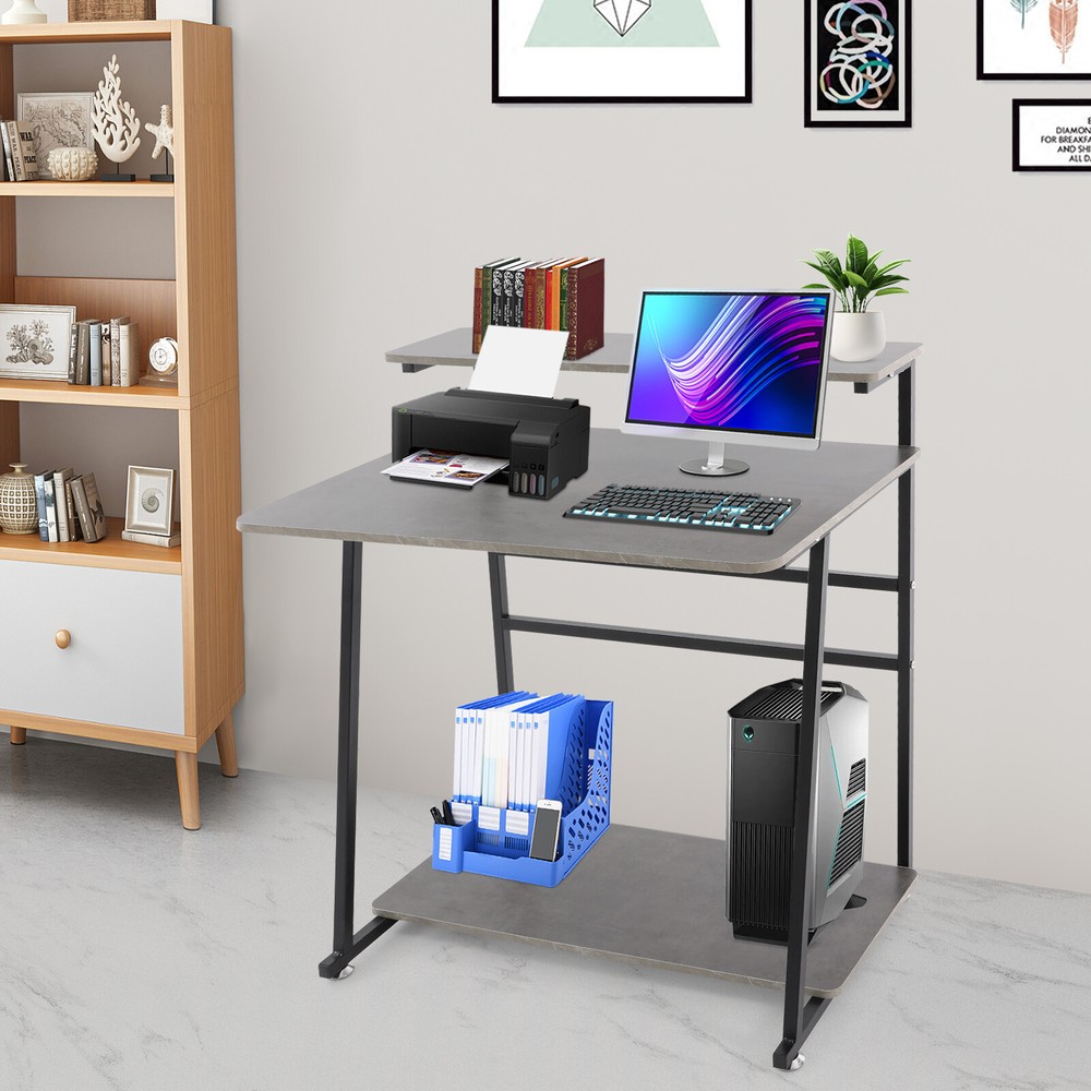 Modern Free Standing Home Office Desk Rolling Computer Desk 3-tier Computer Desk