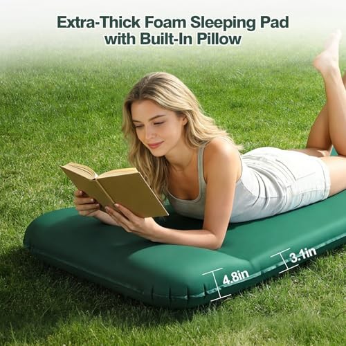 Self Inflating Sleeping Pad, 3.1" Ultra-Thick Memory Foam Sleeping Mat with