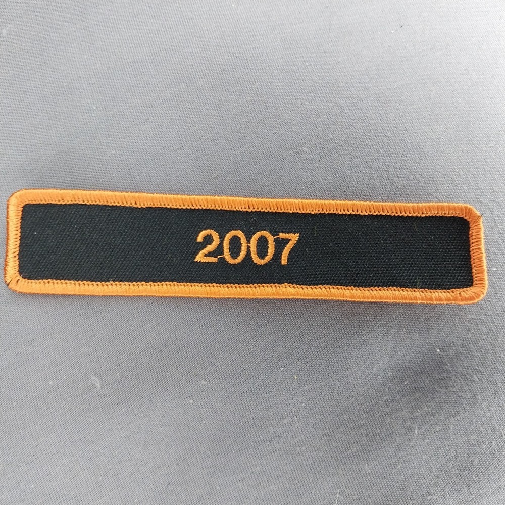 2007 Harley Colors Black Orange 4 3/4"x1" Iron On Tab Patch
