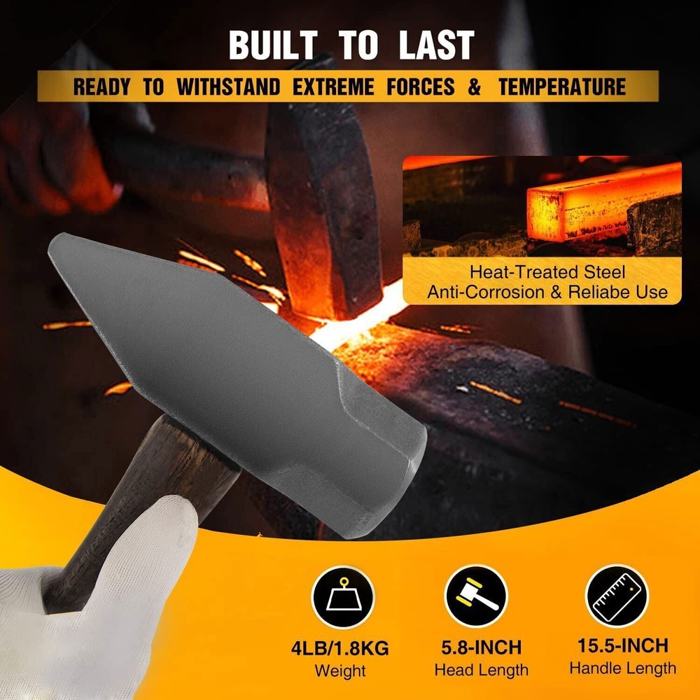 4LB Metal Working Hammers Blacksmith Forging Tool For Blacksmith Knife Maker