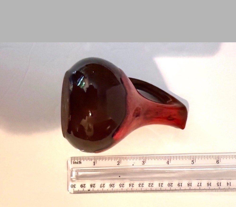 Vintage Red & Brown Ceramic Potttery Vase With Handle Calgary Canada
