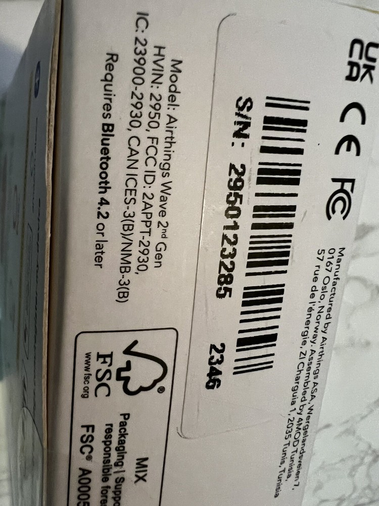 Airthings 2950 Smart Radon Detector - White