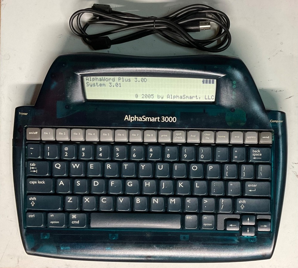 TESTED & UPDATED AlphaSmart 3000 Portable Word Processor USB Cable NEW Batteries