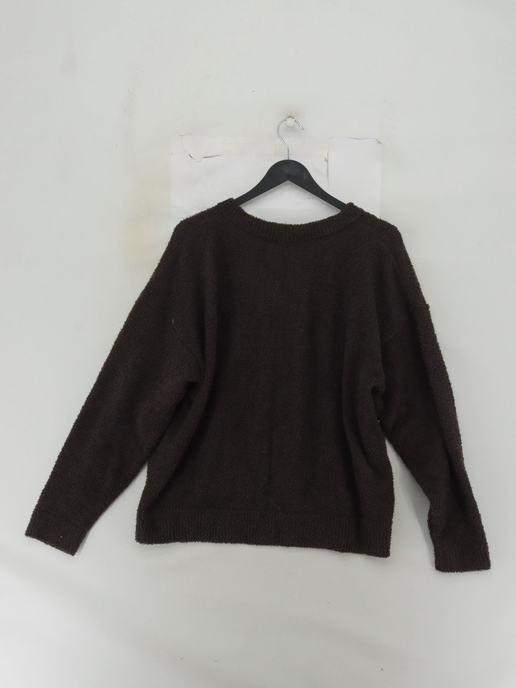 Uniqlo Men's Jumper L Brown 100% Polyester Crew Neck Pullover