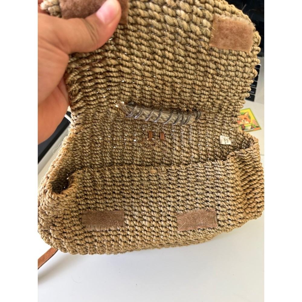 VTG Esprit Woven Straw Backpack in Tan