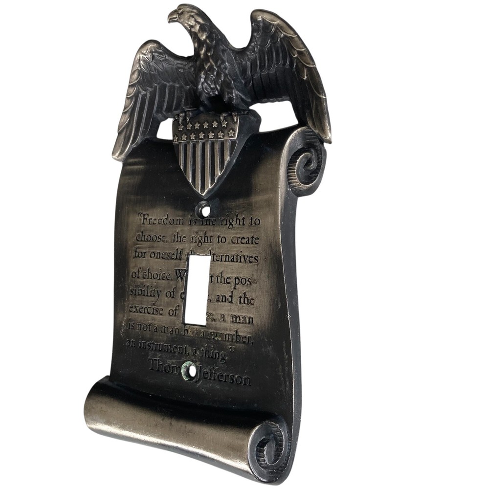 Brass Eagle Scroll Single Light Switch Plate Cover Thomas Jefferson GIM M.C. Co.