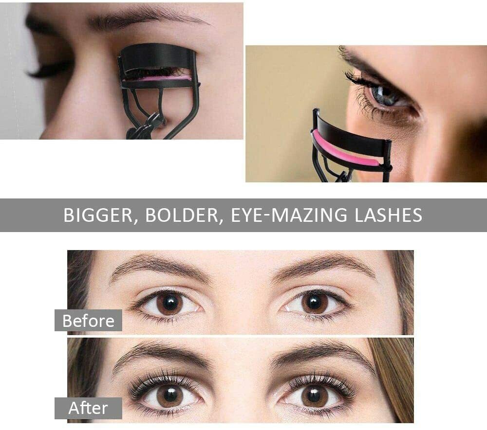 Eyelash Curler Handle Cosmetic Makeup Tools w/ 5 Replacement Silicone Refill Pad