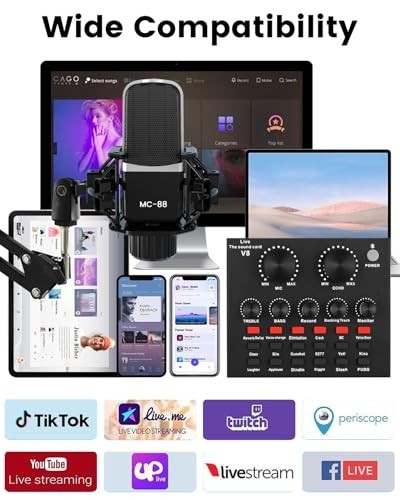 Podcast Equipment Bundle - V8 Audio Interface, BM800 Condenser Mic for Streaming