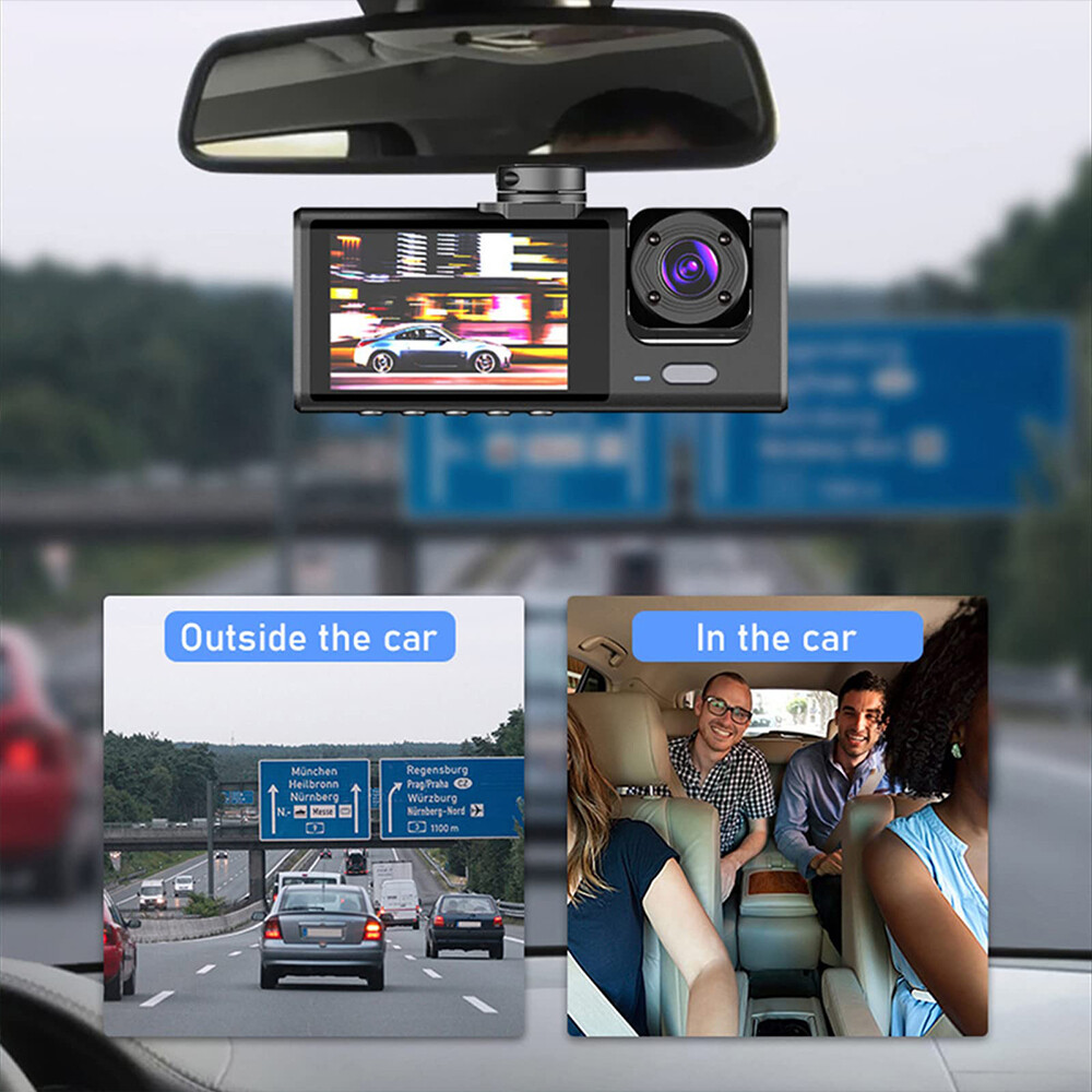 32GB Dash Cam for Car Security Camera Front & Rear & Inside Vehicle Dash Camera