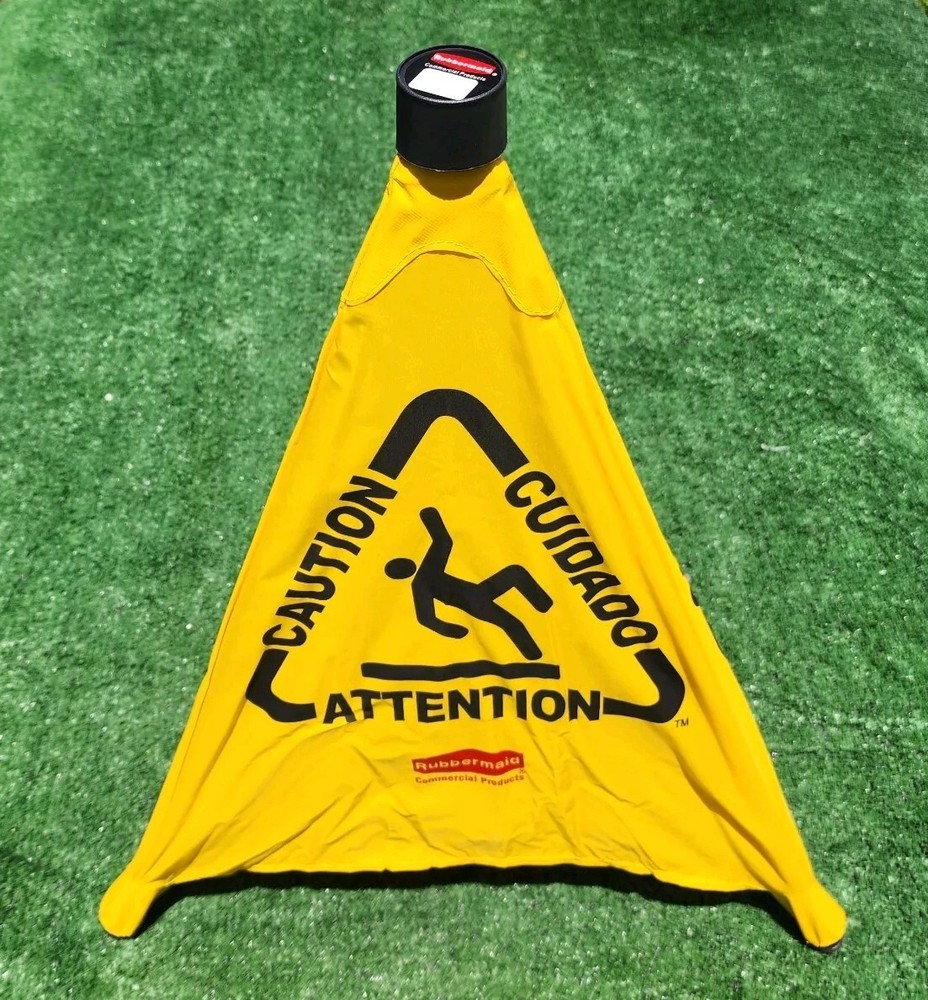 Rubbermaid 20" Commercial Multilingual Caution Pop-Up Safety Cone 3-Sided