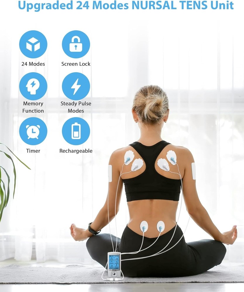 24 Modes TENS Unit Muscle Stimulator with Continuous Stimulation, Rechargeabl...