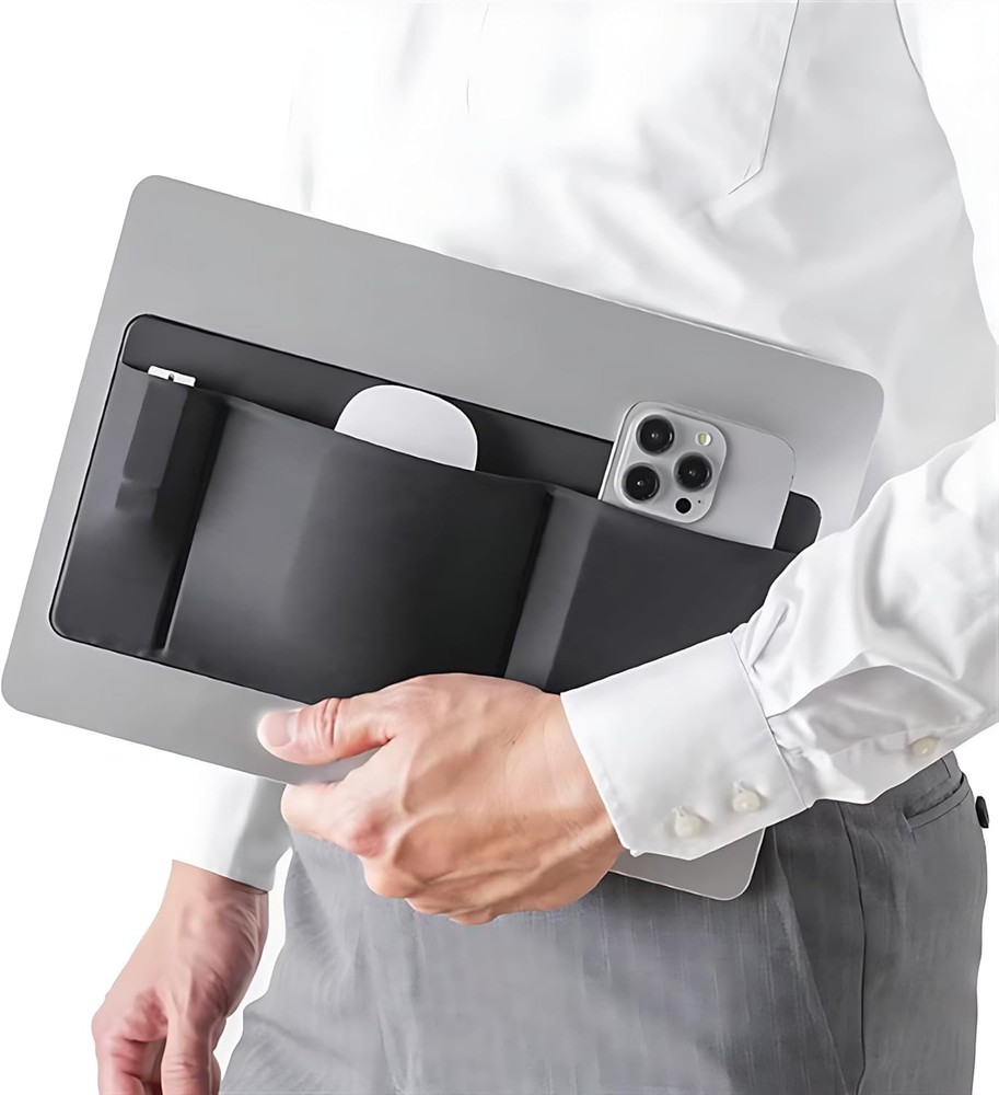 Removable Reusable Dustproof Secure Functional Stick-On 3-Pocket Organizer Pouch