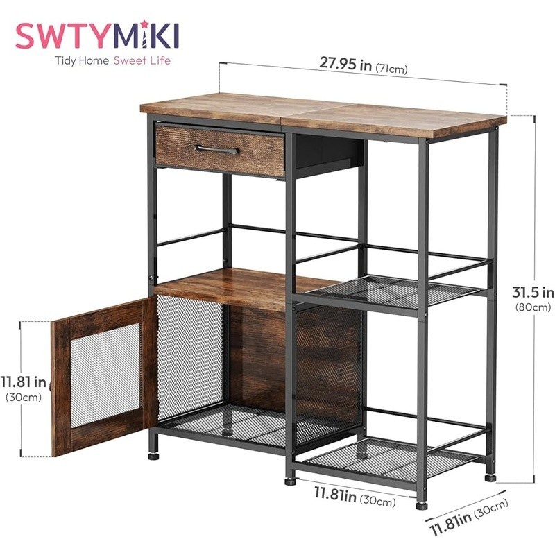 Coffee Bar Cabinet Coffee Stand Station Multi-Purpose Buffet Sideboard Cabinet