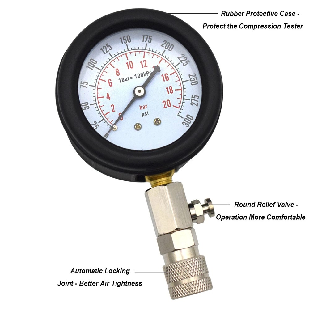 Engine Cylinder Compression Tester Gauge Kit Gas Petrol Diagnostic Testing Tool