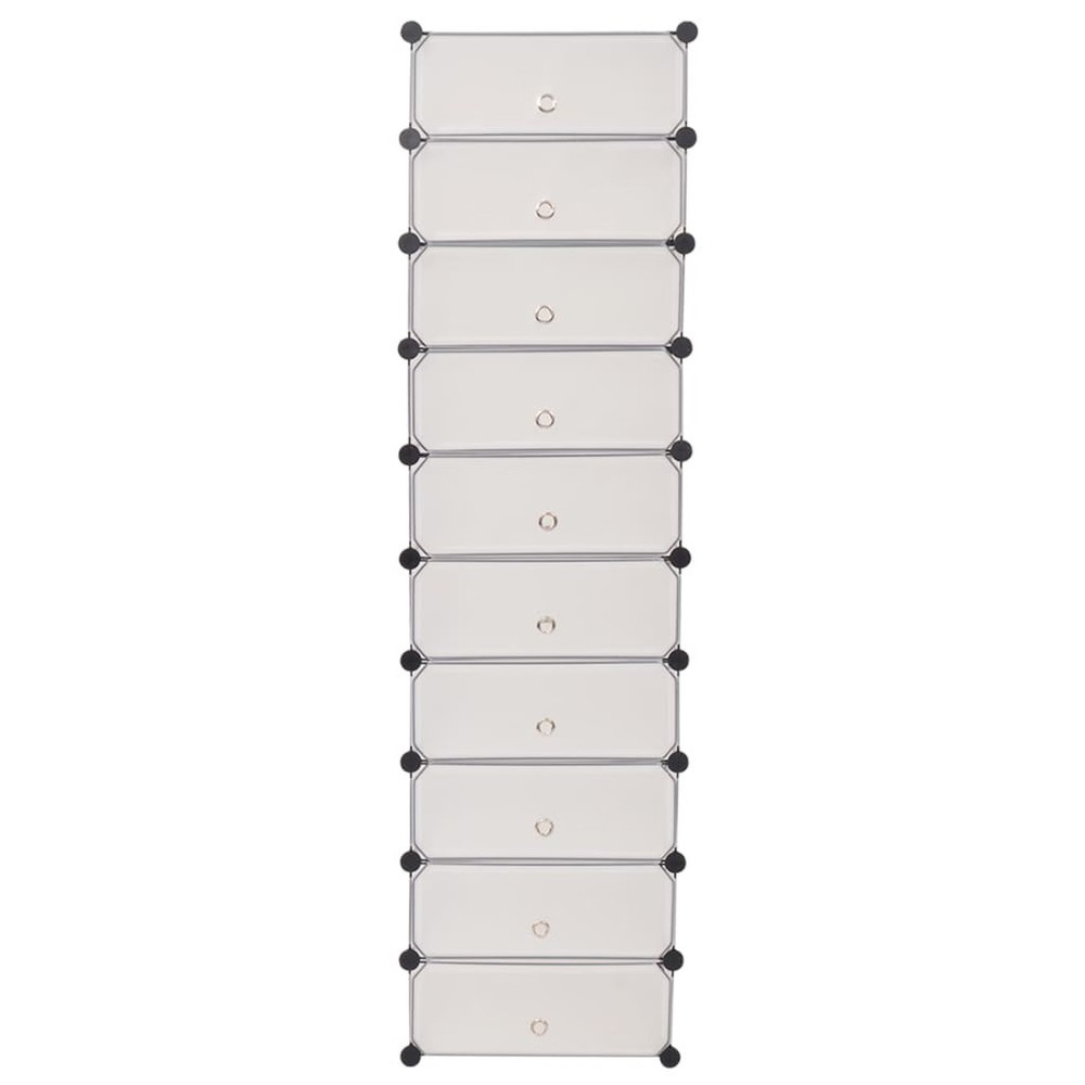 Interlocking Shoe Organizer with 10 Compartments White