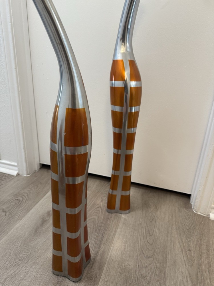 Orange And Silver Vases
