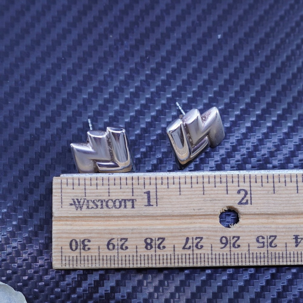 Vintage modern sterling silver 925 zigzag studs earrings